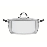Caçarola Rasa Tramontina Astro Silicone Inox Fundo Triplo 30 cm 8,5 L Tampa De Vidro Indução