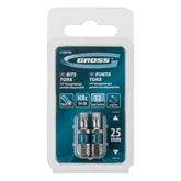 Bit Torx T20 25 mm Aço S2 Cromo Molibdênio 2 Peças Gross Alta Resistência Magnético
