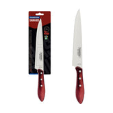 Faca Para Carne Tramontina Polywood 8 Polegadas Lâmina Aço Inox Cabo Madeira Vermelho Alta Resistência