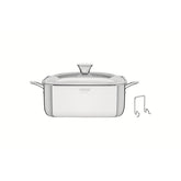 Caçarola Tramontina Grano Quadrada Aço Inox 4 L Com Tampa De Vidro E Suporte Corpo Triplo Indução