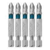 Bits Phillips PH2 50mm 5pcs Aço Liga S2 Resistente Corrosão Gross 1155955