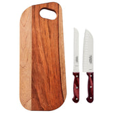 Kit Para Frios Tramontina Polywood 3 Peças Aço Inox E Madeira Tratada Vermelho Para Tábuas Gourmet