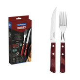 Jogo De Talheres Para Churrasco Tramontina Polywood Vermelho 12 Peças Aço Inox