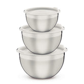 Jogo De Potes Em Aço Inox 3 Peças Com Tampa Plástica Tramontina Cucina