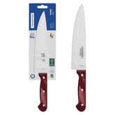 Faca Chef Tramontina Polywood 8 Polegadas Aço Inox Cabo Madeira Vermelha Resistente Profissional