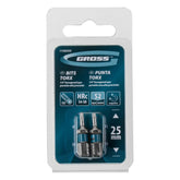 Bit Torx T7 Aço S2 25 mm Haste 1/4 Polegada 2 Peças Gross