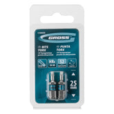 Bit Torx T10 25 mm Aço S2 58 HRC 1/4 Polegada Magnético 2 Peças Gross