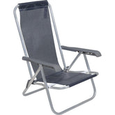 Cadeira Lazy Reclinável 4 Posições Alumínio Azul Marinho Bel