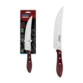 Faca Para Carne Butcher Tramontina 8 Polegadas Aço Inox 420 1.8mm Cabo Polywood Vermelho Madeira