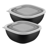 Jogo De Potes Tramontina MixColor 2L 2 Peças Polipropileno Preto Com Tampa Transparente Livre De BPA