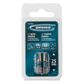 Kit 2 Bits Fenda Sl6 Aço S2 25 mm 58 HRC Magnético Gross