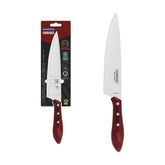 Faca Para Carne Tramontina Polywood 8 Polegadas Lâmina Aço Inox Cabo Madeira Tratada Vermelho