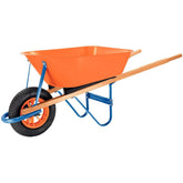 Carrinho de Mão Tramontina com Caçamba Funda Plástica 55L, Braço de Madeira e Pneu com Câmara