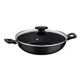 Panela Wok Tramontina Loreto 28 Cm 3,3 L Alumínio Antiaderente Starflon Max Grafite Com Tampa De Vidro