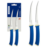 Conjunto De Facas Para Tomate Tramontina Felice 02 Peças Lâmina Inox Cabo Polipropileno Azul