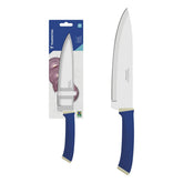 Faca Chef Tramontina Felice 8 Polegadas Aço Inox Cabo Polipropileno Azul Alta Resistência
