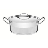 Caçarola Tramontina Professional Rasa Aço Inox Fundo Triplo 24 cm 4,7 L Com Tampa Indução Forno