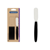 Conjunto 6 Espátulas Para Manteiga Tramontina Ipanema Aço Inox Cabo Polipropileno Preto