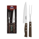 Jogo Trinchante Tramontina 2 Peças Lâminas Aço Inox E Cabos Madeira Natural Para Churrasco Premium