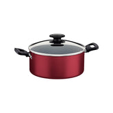Caçarola Tramontina Loreto 20 cm 2,8 L Alumínio Vermelha Com Antiaderente Starflon Max E Tampa De Vidro