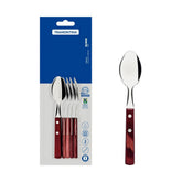 Conjunto De Colheres Para Chá Tramontina Polywood Vermelho 6 Peças Aço Inox Madeira Tratada