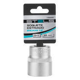 Soquete Estriado 1/2'' 28mm Cromo Vanádio Com Clips Plástico Para Mecânica