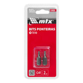 Bit Torx T10 25 mm Aço Cromo Vanádio 1/4 Polegada 2 Peças Mtx Parafusadeira