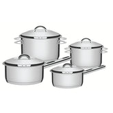 Jogo De Panelas Tramontina Solar Aço Inox Fundo Triplo 4 Peças Indução