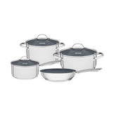 Jogo De Panelas Tramontina Una Ceramic 4 Peças Aço Inox Fundo Triplo Revestimento Cerâmico Grafite Indução