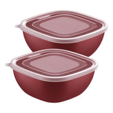 Jogo De Potes Tramontina MixColor 2 Pecas 2L Polipropileno Vermelho Com Tampa Antimicrobiano BPA Free