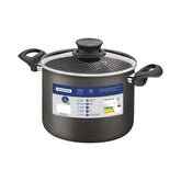Caldeirão Tramontina Paris Antiaderente Starflon Max 22 cm 5,7 L Chumbo Com Tampa De Vidro
