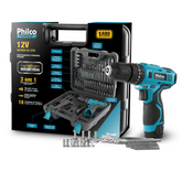 Parafusadeira Furadeira 3/8 Philco Force PPF03MF 12V Sem Fio a Bateria com Maleta e Acessórios