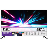 Smart Tv 58'' Philco 4K UHD LED PTV58G70R2CSGBL Dolby Audio Alexa Roku TV e Midiacast Integrado