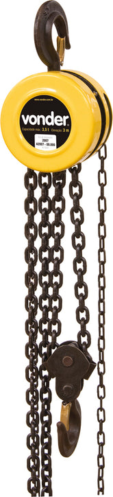 Talha manual corrente 3,5 toneladas elevação 3,0m Vonder