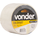 Tela Adesiva Trancada Fibra Vidro 100mmx20m Drywall Vonder