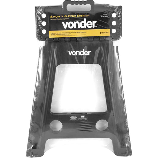 Banqueta Plástica Dobrável Preta Altura 450 mm - Vonder
