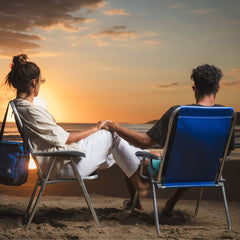 Cadeira de Praia Alta em Alumínio Azul Bel Relax Comfort Suporta Até 120kg