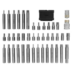 Jogo de Bits Hex Torx Spline 42 Peças 10mm CrV 1/2'' 3/8'' Caixa Plástica Stels 1131856