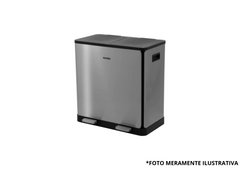 OUTLET Lixeira Retangular Dupla 30 Litros Inox Cinza Vonder Amassada