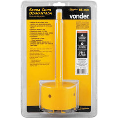 Serra copo diamantada 85mm com haste e pino guia Vonder