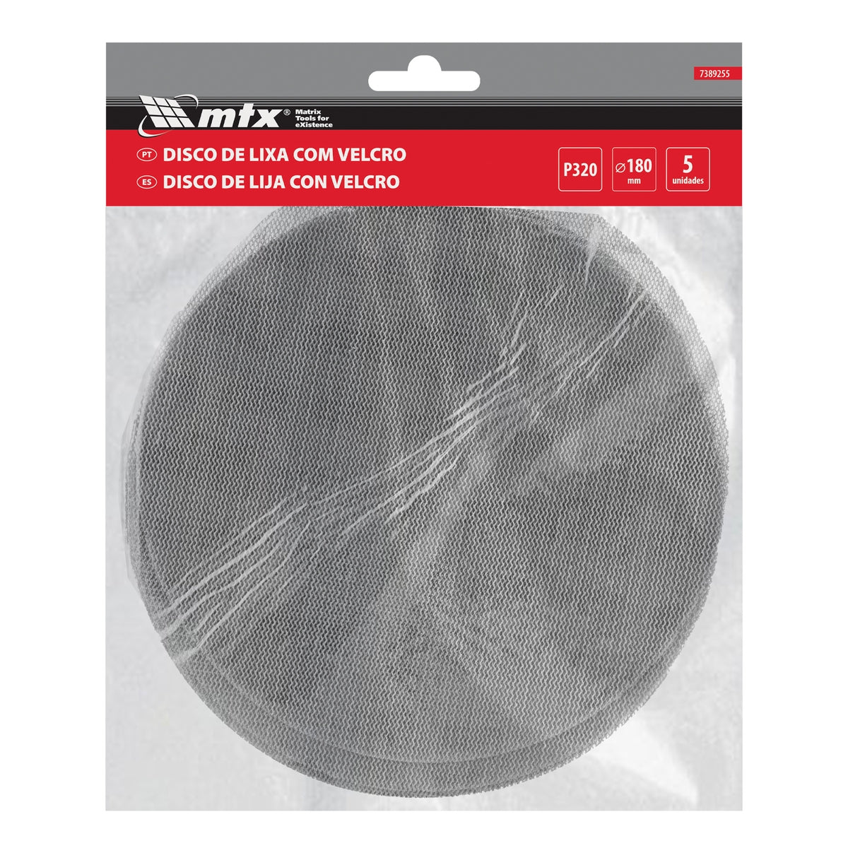 Disco de Lixa Telado com Velcro 180mm Grão 320 5 Peças para Parede e Teto