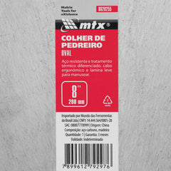 Colher De Pedreiro 8'' (200mm) Cabo Madeira Aço Carbono MTX 8620255