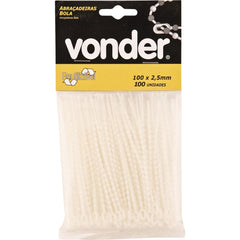 Abraçadeira de Nylon Tipo Bola 100 mm com 100 peças Vonder