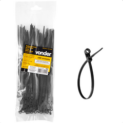 Abraçadeira Nylon Parafusos 220 x 4,3 mm Preta com 100 Peças Vonder