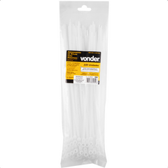 Abraçadeira Nylon Parafusos 300 x 4,8 mm Branca com 100 Peças Vonder