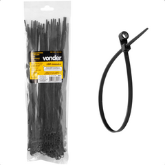 Abraçadeira Nylon Parafusos 300 x 4,8 mm Preta com 100 Peças Vonder