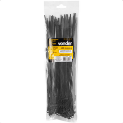 Abraçadeira Nylon Parafusos 300 x 4,8 mm Preta com 100 Peças Vonder