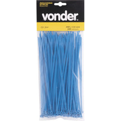 Abraçadeira de nylon 200x3,6mm azul com 100 peças Vonder