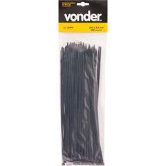 Abraçadeira de nylon 280x3,6mm preta com 100 peças Vonder