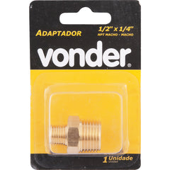 Adaptador niple red 1/2x1/4" npt latão macho/macho Vonder